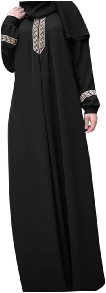 Plain Loose Muslim Prayer Robe Ramadan Jilbab - Islamic Dress for Women Long Sleeve Maxi Dress