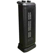 Comfort Glow Oscillating Ceramic Tower Heater, 750W/1500W, Portable with Thermostat, Safety Shut Off, Heats Up To 400 Sq. Ft. - Indoor Oscillating Space Heater for Home, Bedroom, Office
