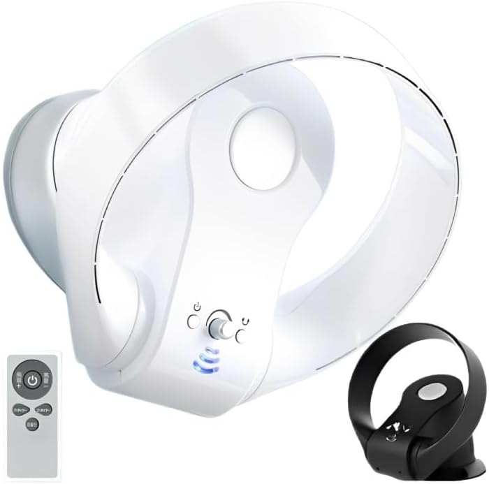 Featured on TV life_mart Wall-Mounted Fan, Bladeless DC Motor, Remote Control Included, Bladeless Circulator Fan, 130-Degree UpDown and 90-Degree LeftRight Oscillation, Swing, Wind Speed