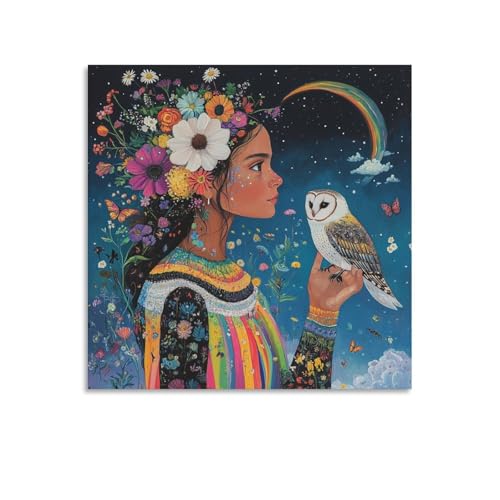 Dream Girls Poster Prints Wear Colorful Flowers on Their Heads Canvas Wall Art Decor 18 Home Decor And Wall Art Print Posters 16x16inch40x40cm