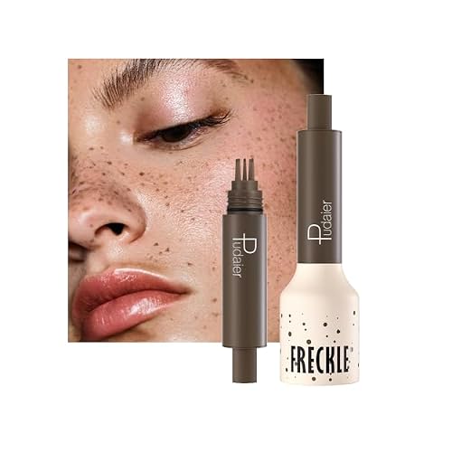 Upgrade Faux Freckle Stamp Pen Waterproof Fake Freckles Makeup Tool, Natural-Looking Freckle Maker & Spray with Multi-Prong Precision Stamp Head, Long-Lasting Sunkissed Makeup 01 Ash Chestnut