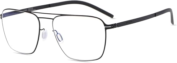 HELES Oversize Retro Double Bridge Square Reading Glasses Screw-less Metal Frame, UV+& Blue Light Blocking Computer Reader