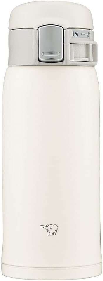 Zojirushi Mahobin SM-SF36-WM Water Bottle, 12.2 fl oz 360 ml, One-Touch Mug, Lightweight & Compact, Standard Type, Thermal & Cold Insulation, Pale White
