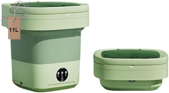 Portable Washing Machine, 9L Upgraded Foldable Mini Washer, Deep Cleaning of underwear, Baby Clothes and Socks, Best for Apartments, Dormitories, Hotel,Travel, DE-W2
