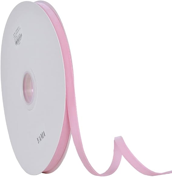 YAMA 3/8 Inch Pearl Pink Velvet Ribbon, 25 Yards Single Face Velvet Ribbon for Flower Bouquets, Hair, Choker, Wreaths, Gift Wrapping and DIY Craft