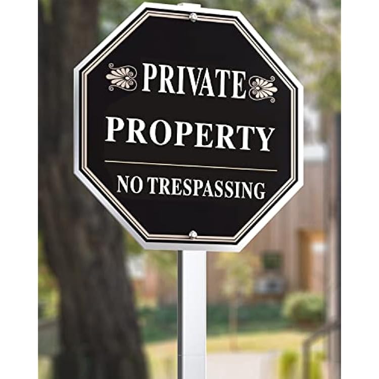 SWEETAPRIL No Trespassing Signs Private Property, All-Aluminum Yard signs, 10 x 10, 28 Metal Stakes Included
