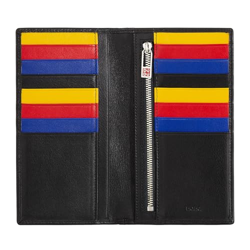 DUDU Large Ladies Womens RFID Blocking Wallet in Leather Suitable for Dollars with 16 Credit Card Slots Black