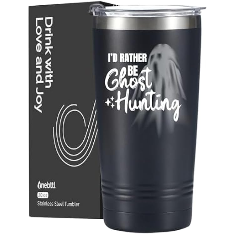Onebttl Ghost Hunting Gifts for Men Women, Id Rather Be Ghost Hunting, Birthday Gifts for Paranormal Investigator, Ghost Catcher, Ghost Lovers, Daughters, Sons, Stainless Steel Tumbler 20OZ