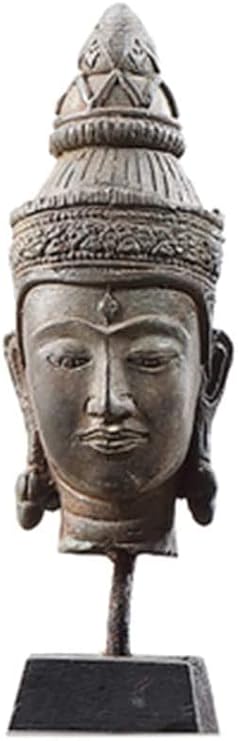 Buddha Statue,Buddha Head Sculpture, Thai Buddha Statue Buddhist Zen Supplies Bronze Sculpture Bust Statue Desktop Buddhist Crafts,B