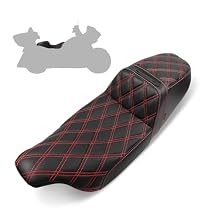 Motorcycle Seat Upgraded One-Piece Driver and Passenger Seat with Diamond Pattern Stitching Fit for Harley Touring Electra Glide 1997-2007 Road Glide 1998-2007(Black Diamond Stitching)