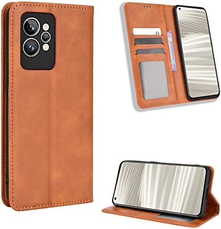 Case for Oppo Realme GT2 Pro Leather Case,Case for Oppo Realme GT 2 Pro Case Cover,Case for Case for Oppo Realme GT 2 Pro RMX3300 Case Flip Pu Leather Cover Brown
