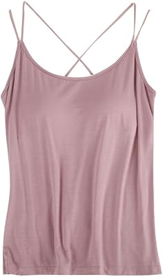 Camisole Tops for Women Built in Bra Soft Modal