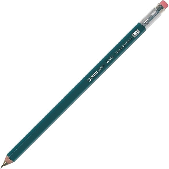 OHTO WN01 Wooden Mechanical Pencil, 0.5mm Fine Point, Standard Long Barrel, Green Body, Made from Incense Cedar, WN01-SP5-GN