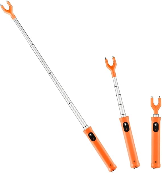 Rechargeable Cattle Prod with LED Light 38 Inch Waterproof Electric Livestock Prod for Cows, Pigs, Goats, Dogs Retractable Shaft, Lightweight, Woman Self Defense Tool