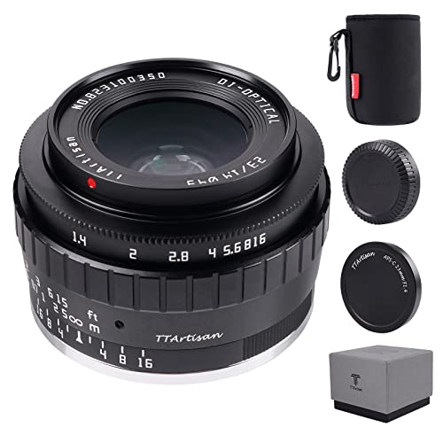 TTartisan 23mm F1.4 Lens Manual Lens, Compatible with APS-C Sony E-Mount Cameras NEX-5 NEX-C3 NEX-5N NEX-7 NEX-F3 NEX-5R NEX-3N NEX-5T A3000 A5000 A6000 Black