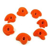 Atomik Rock Climbing Holds Set of 7 Bolt-On Dripstone Mini Jugs in Orange