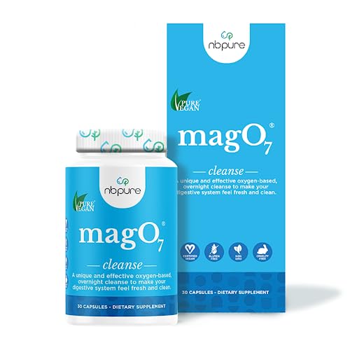 nbpure MagO7 - Natural Colon Cleanse & Detox - Occasional Constipation Relief, Stool Softening, Bloating Support for Men & Women - Ozonated Magnesium Oxide, 30 Capsules
