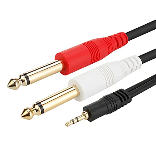 18 TRS to Dual 14 Audio Cable, 3.5mm TRS to 6.35mm Dual 14 TS Mono Y Splitter Audio Cable Adapter for SMA rtphone, Computer, Mixer, Amplifier Speaker, Home Stereo System 5FT