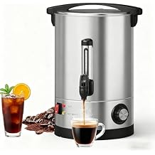 70-Cup Commercial Coffee Urn, 10L / 2.6Gal Double Wall Insulation Coffee Dispenser, Stainless Steel Large Hot Beverage Dispenser with Automatic Temperature Control & Faucet for Party Buffet, Silver