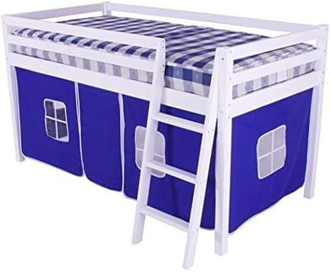 HLS Blue Cotton Bed Tent Curtains for Kids Fits Twin Loft & Cabin Beds Bedroom Hideaway for Wooden & Metal Bed Frames