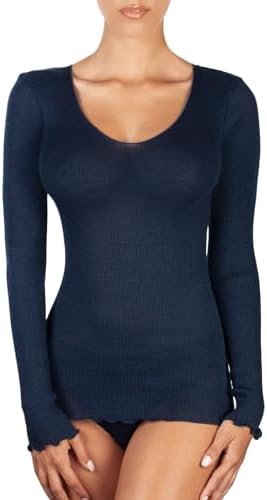 EGI Luxury Wool Silk V-Neck Long Sleeve Top. Proudly Made in Italy.(Art.1493)