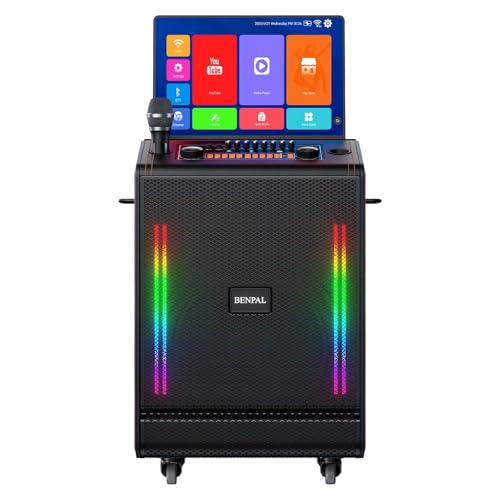 Smart Karaoke Machine with 17.3 Inch Touch Screen & Lyrics Display, Up to 1200W Powerful Speaker, Super Deep Bass Sound for Home Party, Outdoor - Perfect for Adults, Kids, Singers & Music Lovers