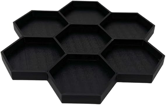 Hermit Crab Feeder Dish | 7 Tray Dish for Crab or Snail Feeding | Mix & Match Crab Food | Made in USA (Black, Hexagon)