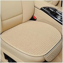 povtii 2PCS Car Seat Bottom Cover Pad, Comfortable Auto Front Seat Button Cushion Pad with Pocket, Breathable Vehicle Seat Protector Mat, Universal Truck SUV Van Car Accessories (Beige)