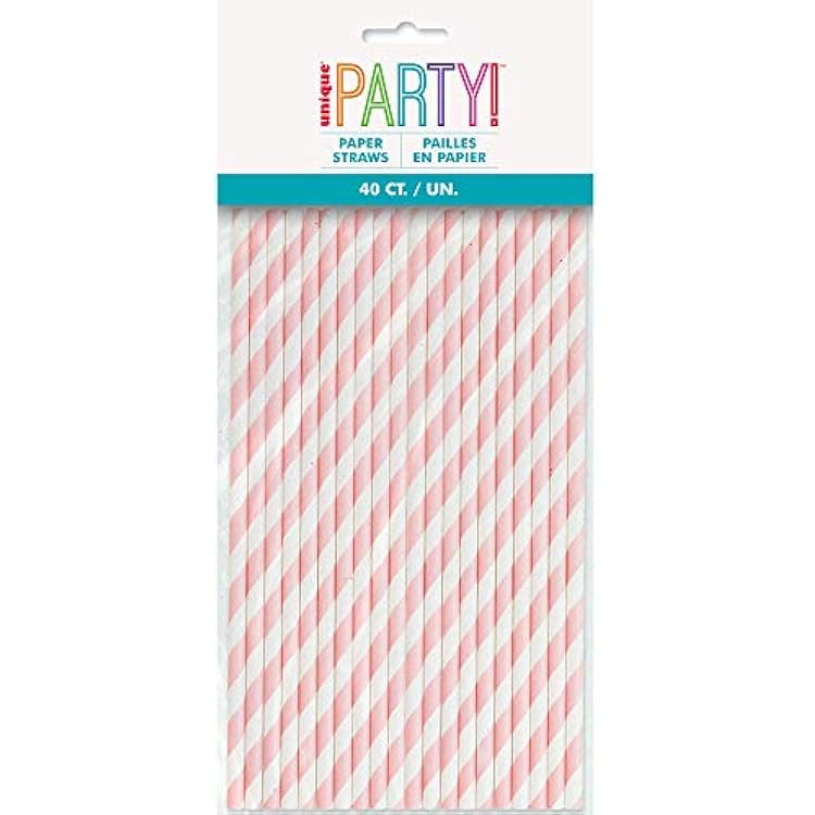 Lovely Pink Striped Paper Straws - 40 Count - Unique Style & Fun Drinking Experience, Perfect for Parties, Celebrations, and Everyday Use