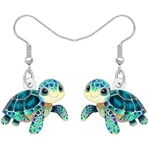 Acrylic Cute Green Turtle Earrings Dangling Ocean Beach Summer Jewelry Sea Turtle Gifts for Women Mom Animal Lovers
