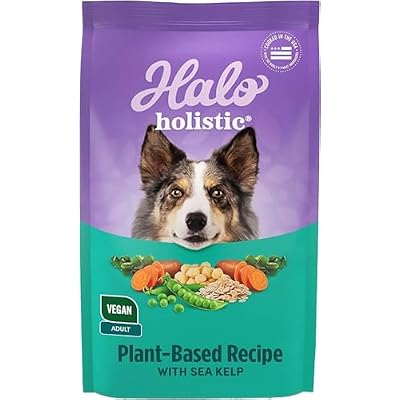 Halo Holistic Vegan Dog Food, Plant-Based Recipe with Kelp, Dry Dog Food, Complete Digestive Health, Kibble for Adult Dogs, 10 lb Bag