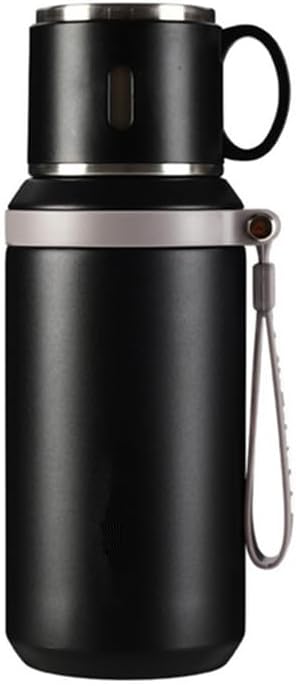 Stainless Steel Cup,Leakproof Flask with Lid and Handle,Insulated Water Cup for Travel,Cycling,Office and Sports (Black)