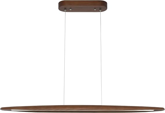 YISDESIGN 39" Wood Linear Pendant Light LED Dimmable Hanging Light Dinning Room Light Fixture Island Lights 24w for Dining Room Kitchen Island Bar Walnut Color