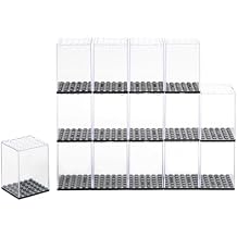 15PCS Minifigure Display Case for Lego Minifigure Clear Acrylic Building Block Display Box Storage for Action Figures Blocks Stackable Storage Case Gift for Lego Lovers (Black, 15 Pcs)