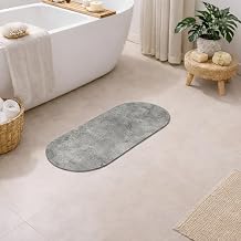 Urban Concrete Runner Bath Mat 40x18 Ultra Absorbent Quick Dry Rug with Anti-Slip Rubber Backing Modern Stone Texture in Minimalist Gray Also Available in Standard and Contour Sizes