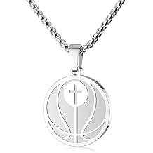 VIMIEW American Flag Baseball Necklace,Football Basketball Soccer Volleyball Baseball Athletes Sports Cross Pendant Necklaces Bible Verse Luke 1:37 Jewelry Gift for Men Women Teens,Team Coach Gifts.