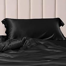 THXSILK Silk Pillowcase for Hair and Skin - 100% 25 Momme Mulberry Silk Bed Pillow Sham, Envelope Closure, Both Sides Silk, 750 Thread Count (Black, Standard)