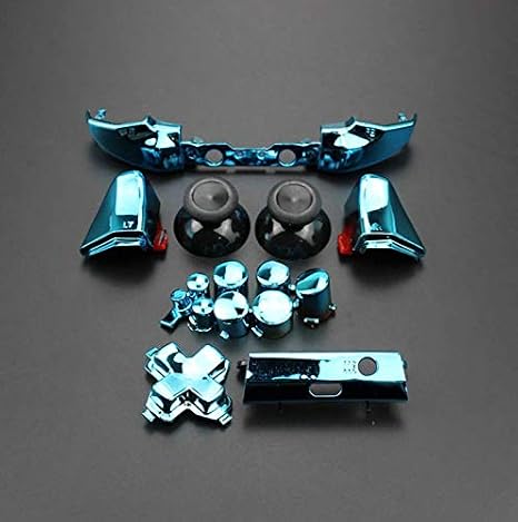 RB LB Bumper RT LT Trigger Buttons Mod Kit for Xbox One S Slim Controller Analog Stick Dpad Solid &Chorme (Chrome Blue)