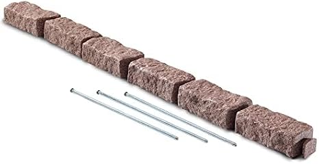 Beuta Landscape Edging | Garden Edging Border | Polyrock Bricks for Lawn Edging, Flower beds, Pathways & Yard Edging 1 Pack | Each Section Has 6 Bricks 48" L x 4" W x 2.25" H | 3 Spikes |Cobblestone
