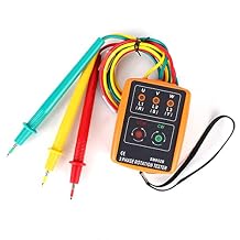 Oumefar 3 Phase 60V to 600V AC Sequence Order Presence Rotation Checker Indicator Detector Meter 20Hz to 400Hz with LED and Buzzer Tester Phase Indicator
