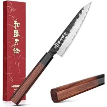HEZHEN 5.3" Utility Knife, Clad Steel Composite Forging Steel Universal Knife, Petty Knife Paring Fruit Peeling,Japanese Style Kitchen Knife,Natural Wood Octagonal Handle
