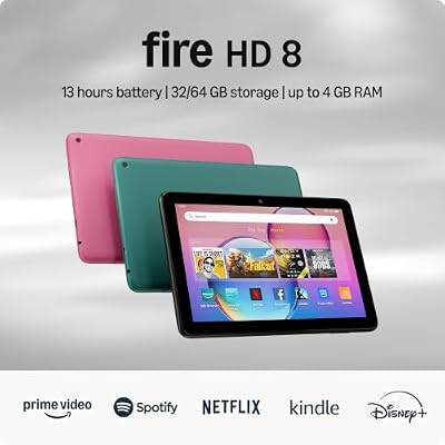 Like-New Amazon Fire HD 8 tablet (newest model), 8 HD Display, 3GB memory, 32GB, designed for portable entertainment, Black