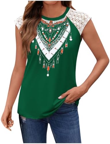 Tank Tops for Women Summer Round Neck Sexy Printed Slim Fit Dressy Tank Trendy Lace Sleeveless 2025 Fashion Tanks