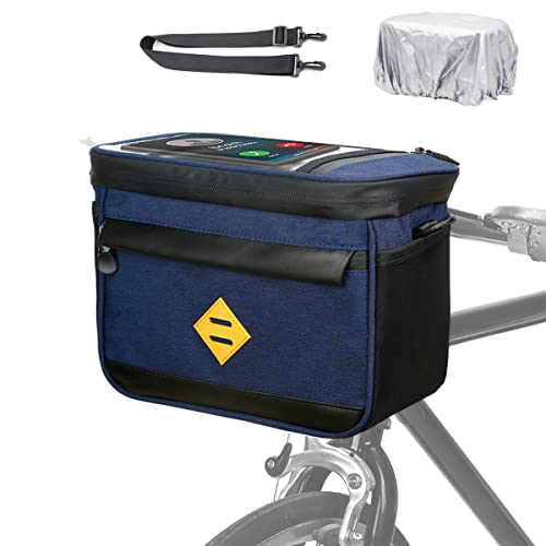 Bike Basket Front, Water Resistant Bike Handlebar Bag with 7 Phone Mount and Bicycle Cooler for Kids Girls Boys Men Women