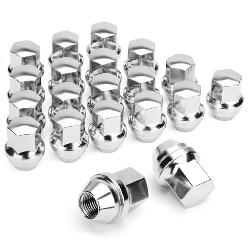 Dynofit M141.5 OEM Lug Nuts Compatible with Ram 1500 Jeep Ford Mustang Buick Camaro Cadillac Chrysler, 20PCS Black Lug Nuts Hex 78 Height 1.5 Conical Cone Bulge Seat, for Factory Wheels