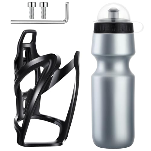 Mifoci Bike Water Bottle Cage with Bottle Bike Water Bottles and Holder 24oz Squeeze Sport Bicycle Accessories for Mountain Outdoor Cycling