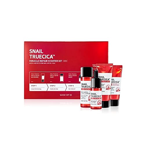 SOME BY MI Snail Truecica Miracle Repair Starter KitToner 1.01Oz, Serum 0.33Oz, Gel Cleanser 1.01Oz, Cream 0.67Oz  Damaged Skin Solution for Sensitive SkinFacial Skin Care Set
