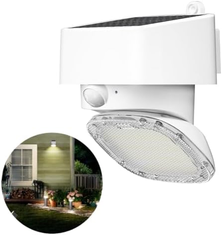 BRIGHTICONIC Solar LED Outdoor Lights Wireless Security Flood Light Motion Sensor Backyard Decor Dusk to Dawn Lighting for Fence Deck Patio - Multi-Directional Lamp 2000 Lumens, White BICSWL-12