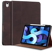 Gexmil Genuine Leather Case for iPad mini 7 (A17 Pro) 2024 / iPad mini 6 Generation 2021 8.3 Inch,Pencil Holder,Shockproof Cowhide Cover,Auto Sleep/Wake,Pencil 2 Wireless Charging,Sand Dark Brown