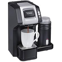 Hamilton Beach FlexBrew Single-Serve Coffee Maker with Milk Frother Compatible with K-Cup Pods and Grounds, 1cups, Black (49949)
